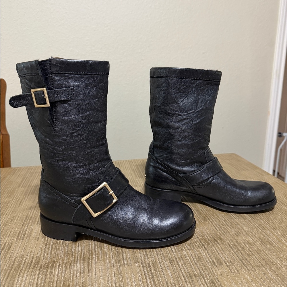 Jimmy Choo Shearling Moto Boot size 36.5